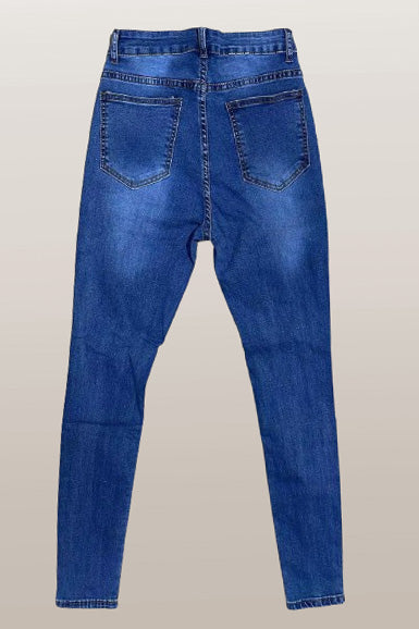 Blue High Waisted Skinny Jeans Lavish Daily