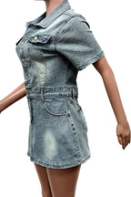 Short Sleeve Denim Mini Dress Lavish Daily