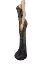 Rhinestone Beaded Floor-Length Evening Gown Lavish Daily