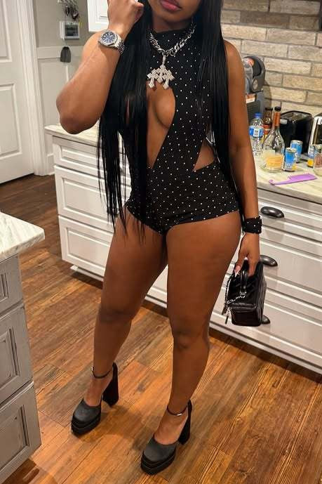 Polka Dot Cutout Romper Lavish Daily
