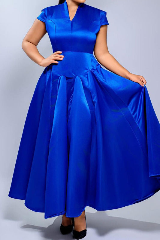 Pleated Cap Sleeve Maxi Dress Lavish Daily