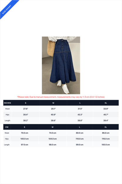 Paneled A-Line Denim Maxi Skirt Lavish Daily