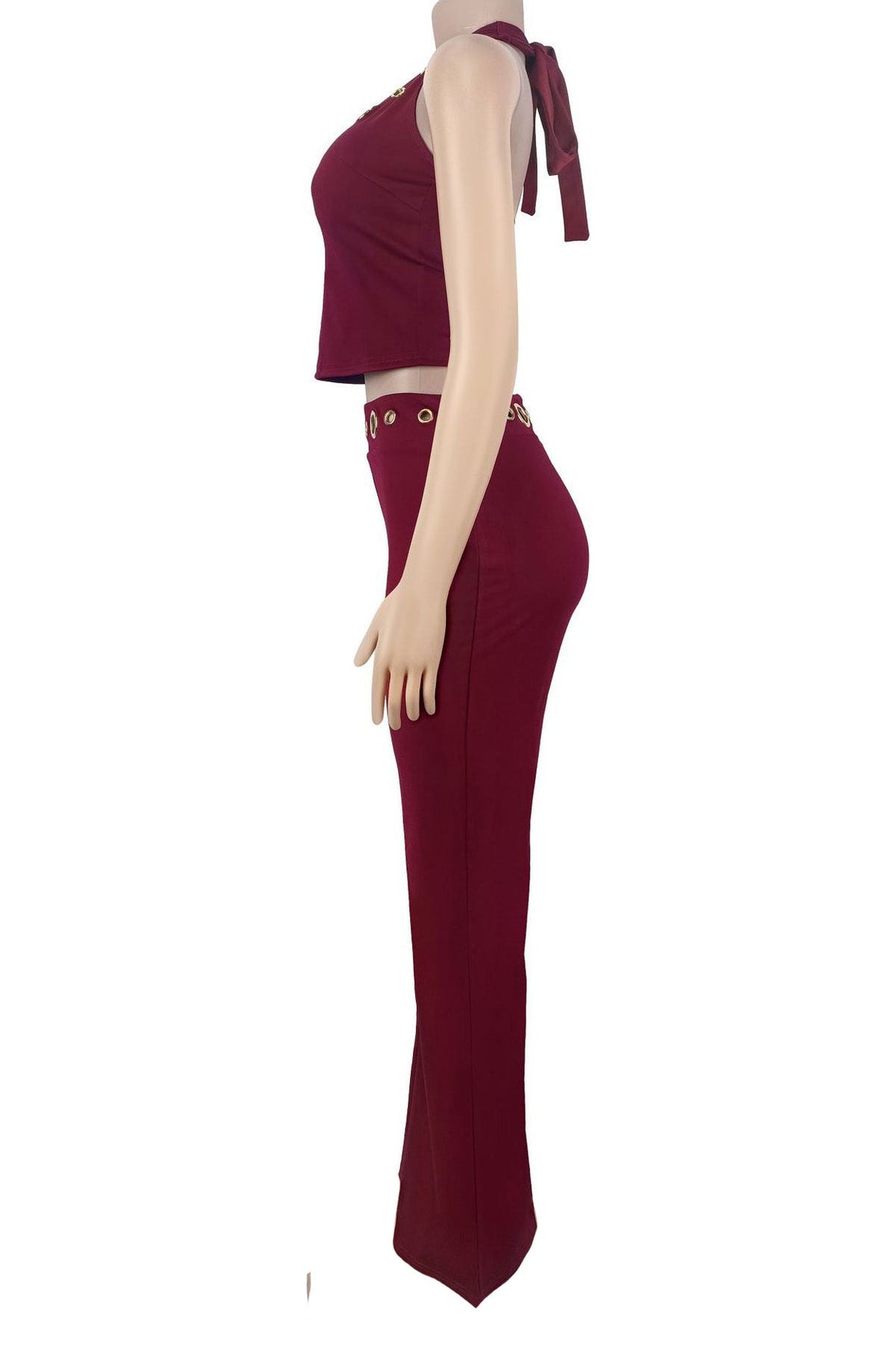 Grommet Halter Neck Two Piece Set Lavish Daily