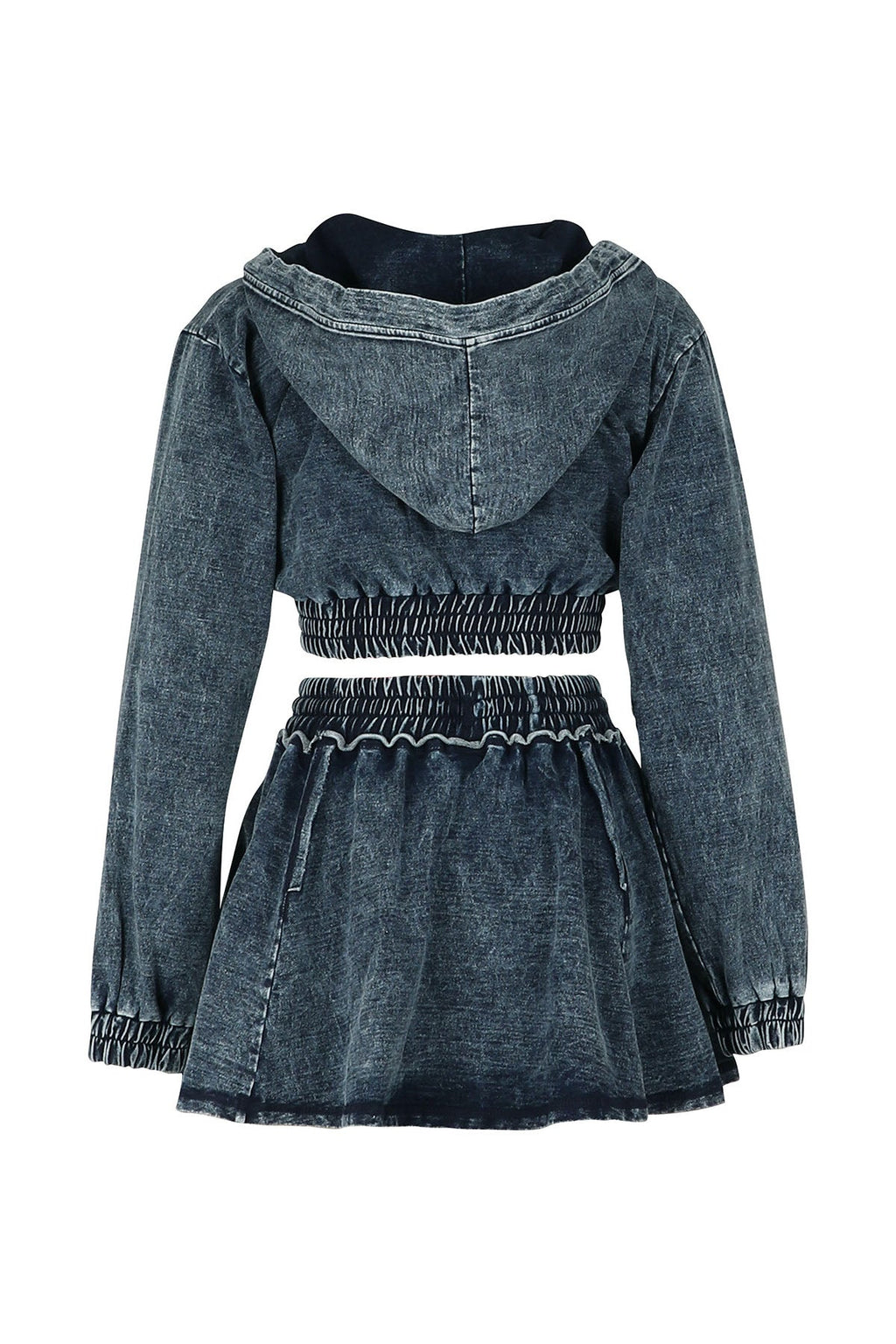 Hooded Denim Jacket & Skirt Set Lavish Daily