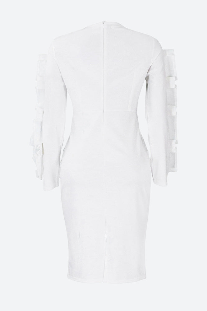 Ruffle Hem Solid Color Bodycon Dress Lavish Daily