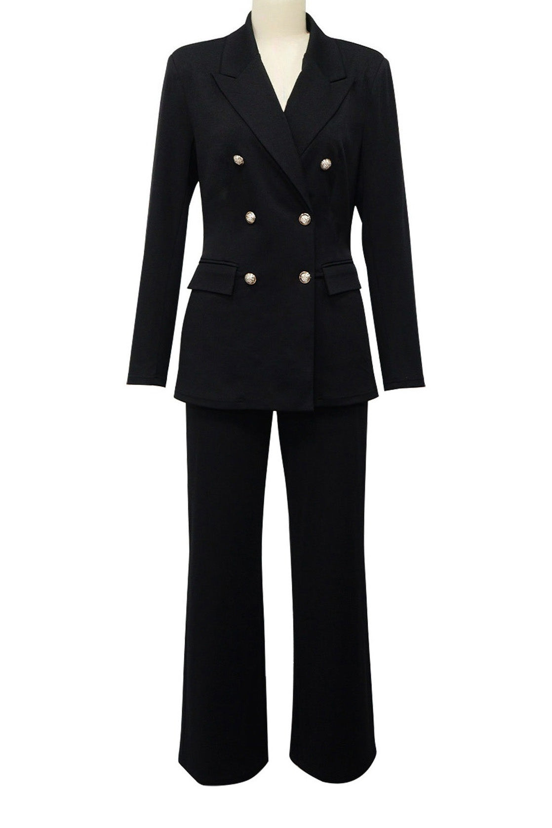 Double-Breasted Blazer & Wide-Leg Pants Set Lavish Daily