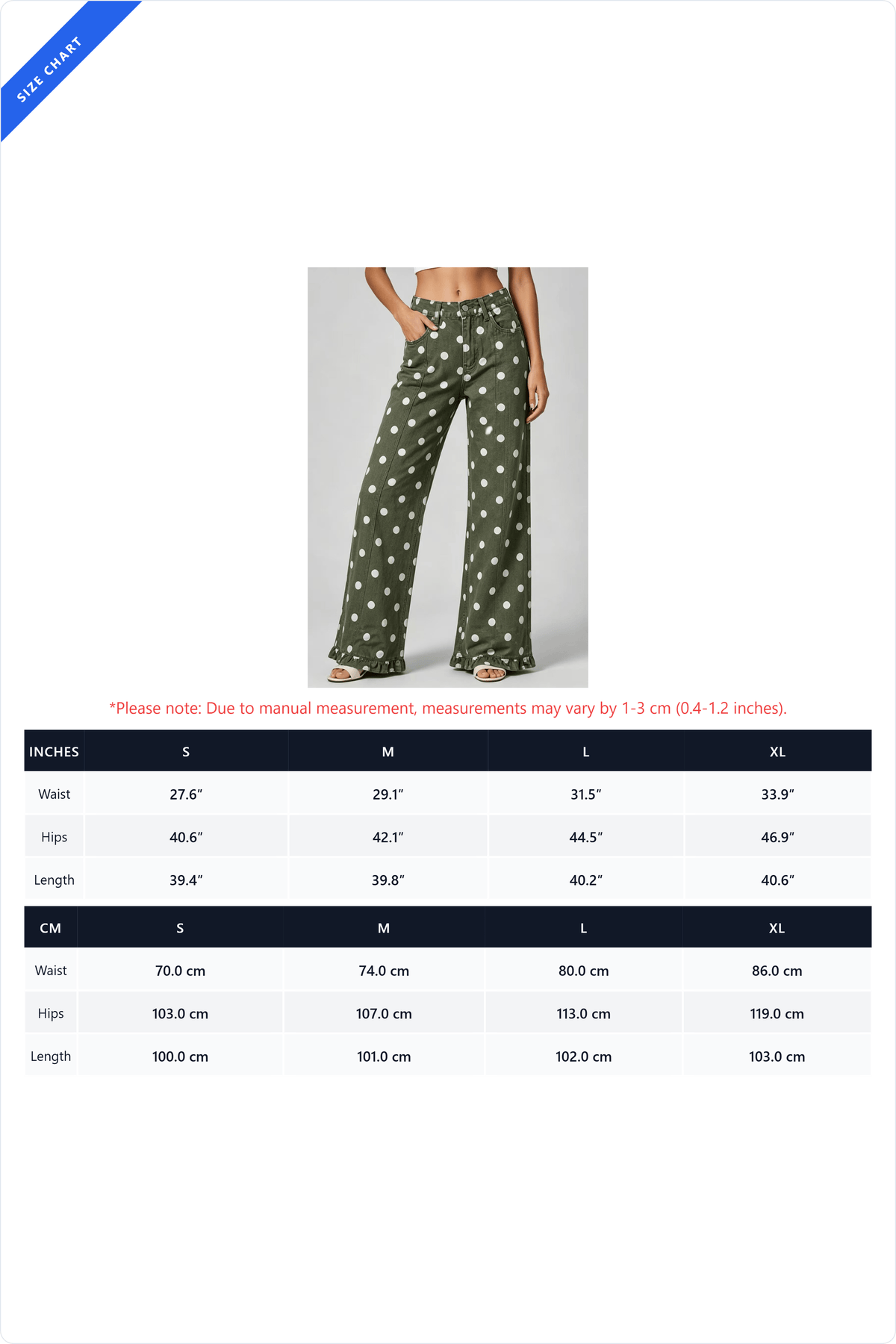 Polka Dot Wide Leg Jeans with Ruffle Hem Lavish Daily