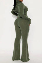 Solid High Neck Hoodie and Pants Set Lavish Daily