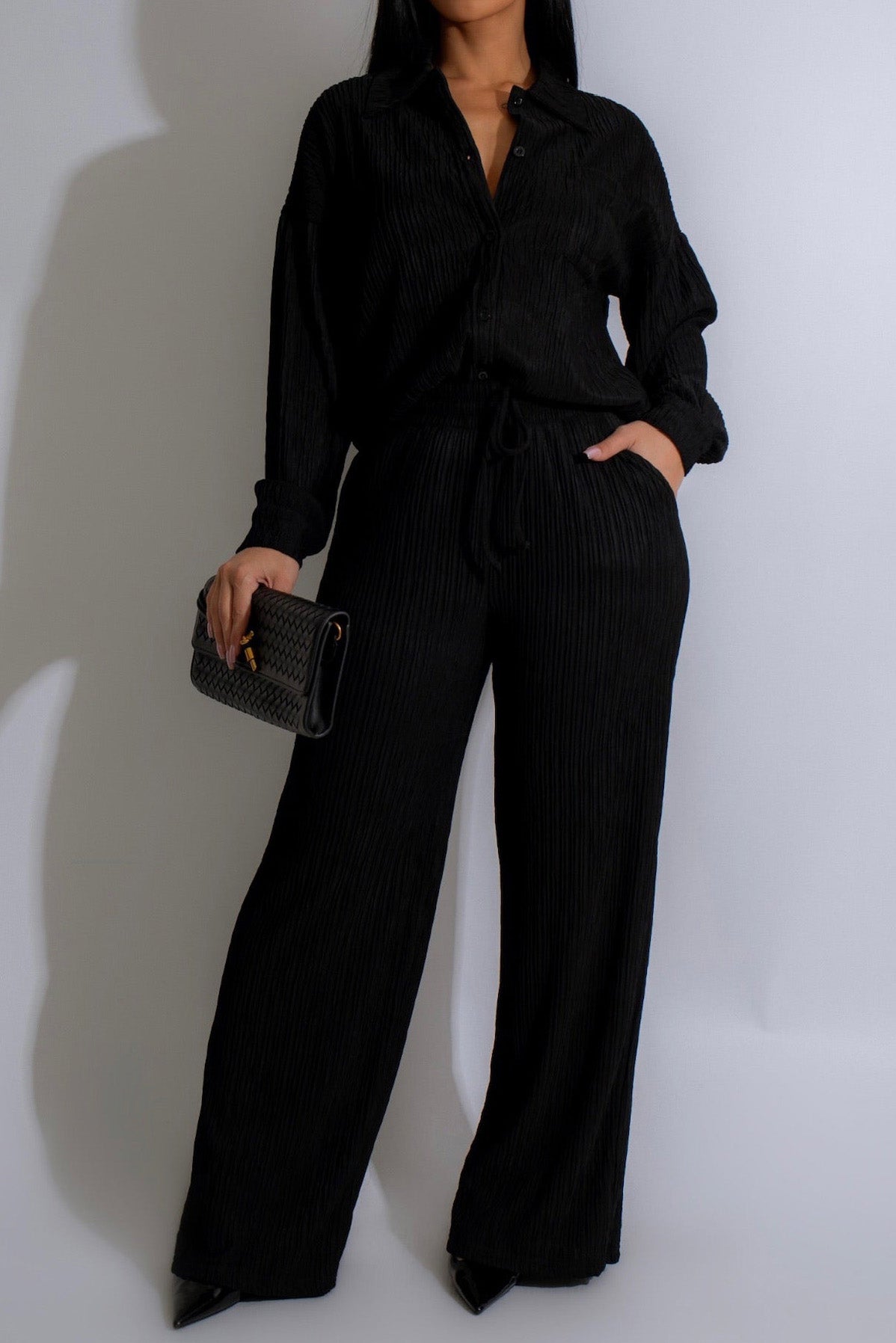 Loose Long Sleeve Top & Straight Pants Set Lavish Daily