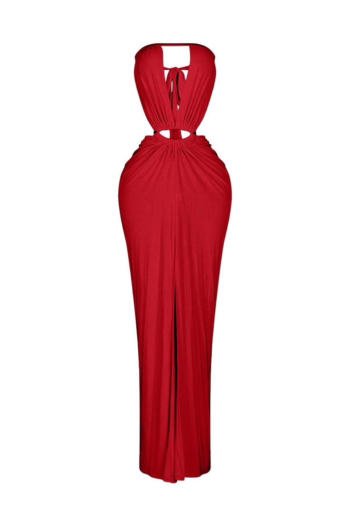 Cutout Ruched High Slit Maxi Dress Lavish Daily