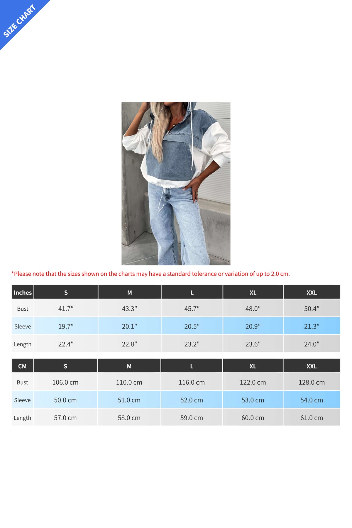 Loose Wash Denim Patchwork Hoodie Lavish Daily