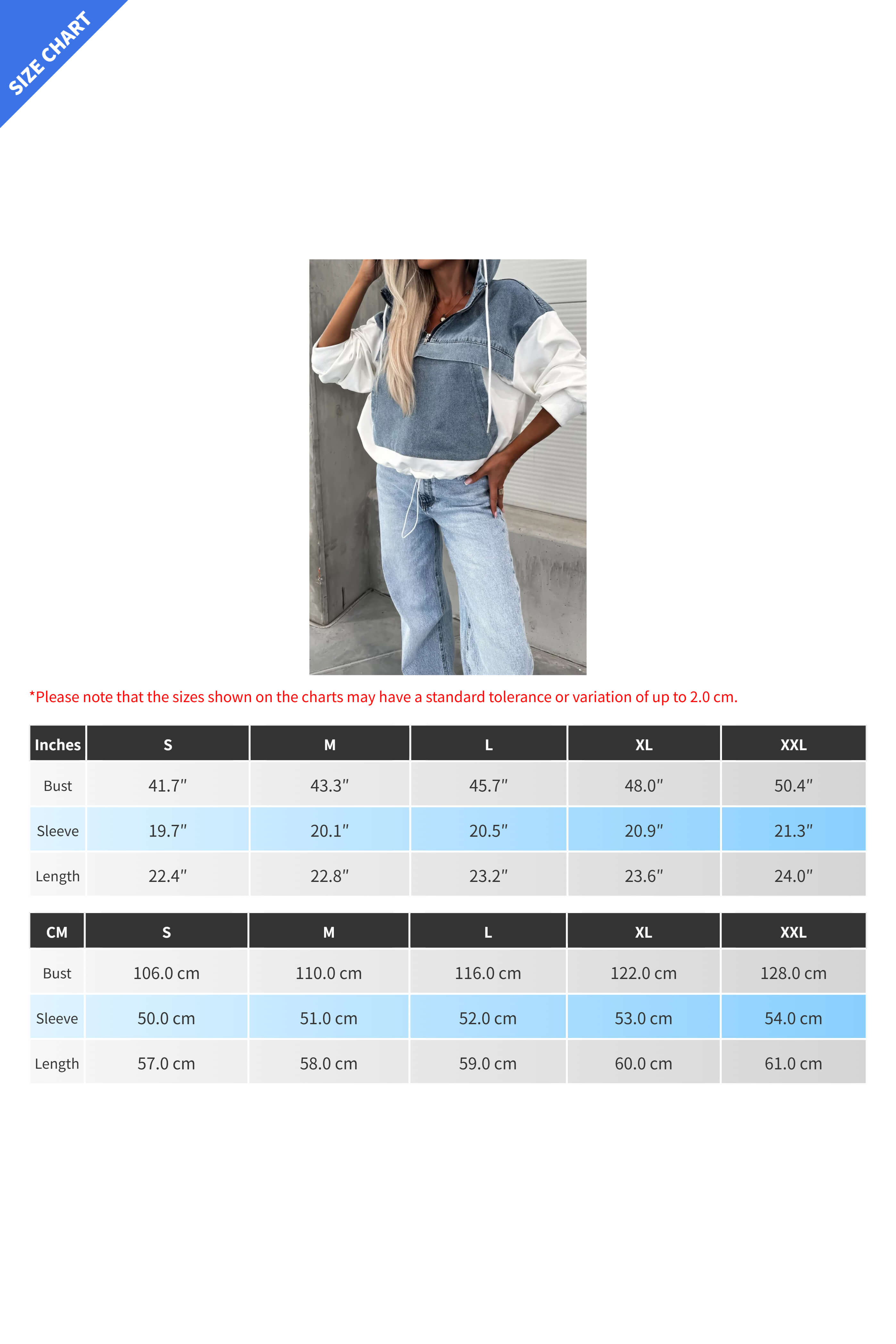 Loose Wash Denim Patchwork Hoodie Lavish Daily