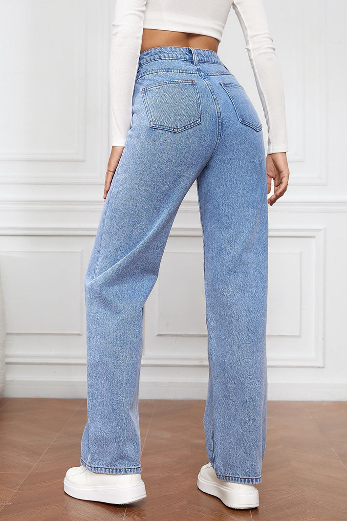 High-Waisted Straight Leg Jeans Lavish Daily