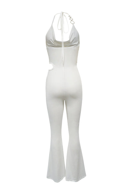 Cowl Neck Cutout Flared Jumpsuit Lavish Daily