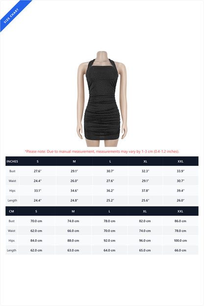 Rhinestone Ruched Halter Mini Dress Lavish Daily