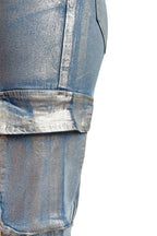 Hot Silver Elastic Cargo Jeans Lavish Daily