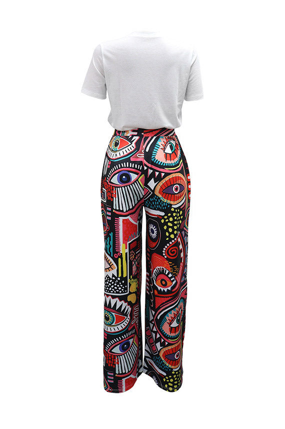 Printed Two Piece Set with Wide Leg Pants Lavish Daily