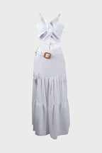 Tie-Up Tiered Maxi Skirt Set Lavish Daily