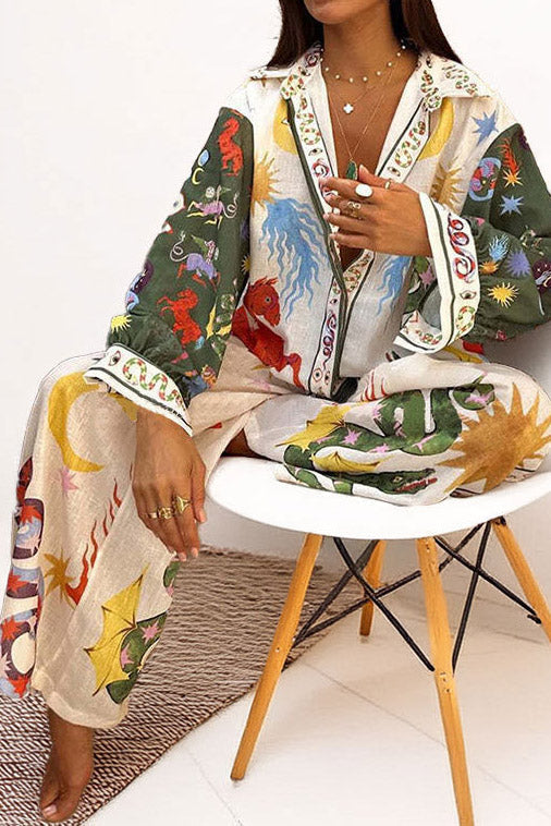 Printed Shirt and Pant Set Lavish Daily