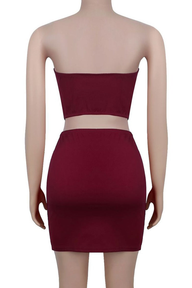Strapless Eyelet Two Piece Skirt Set Lavish Daily
