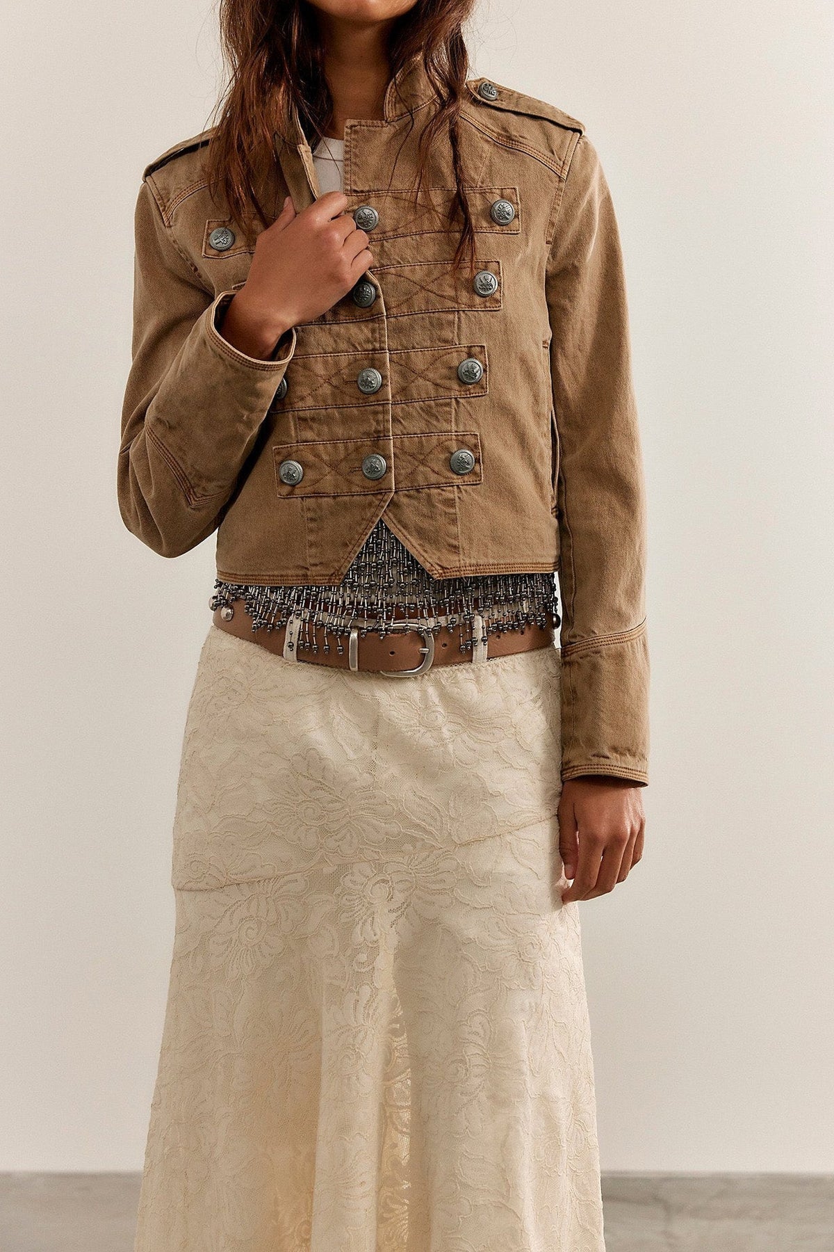 Cropped Vintage Military Band Jacket Lavish Daily