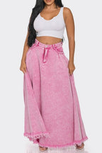 Long Washed Denim Skirt Lavish Daily