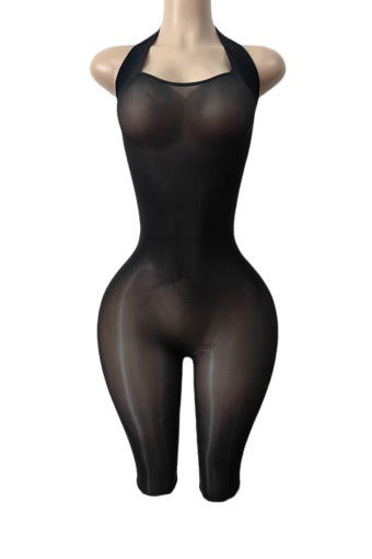 Backless Halter Bodycon Biker Romper LavishDaily