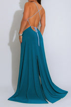 Sexy Tie-Back Open Back High Slit Dress Lavish Daily