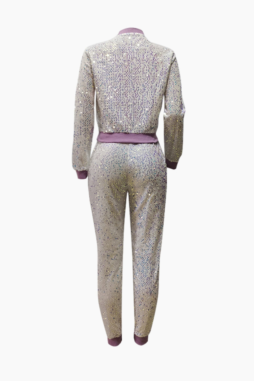 Sequin Zip Up Sweatpants Tracksuit 2 Set Lavish Daily