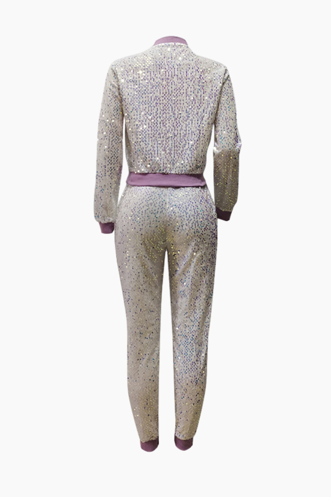 Sequin Zip Up Sweatpants Tracksuit 2 Set Lavish Daily