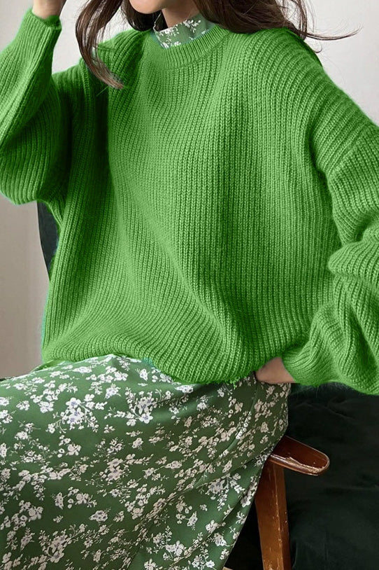 Oversized Striped Knitted Crew Neck Jumper Lavish Daily