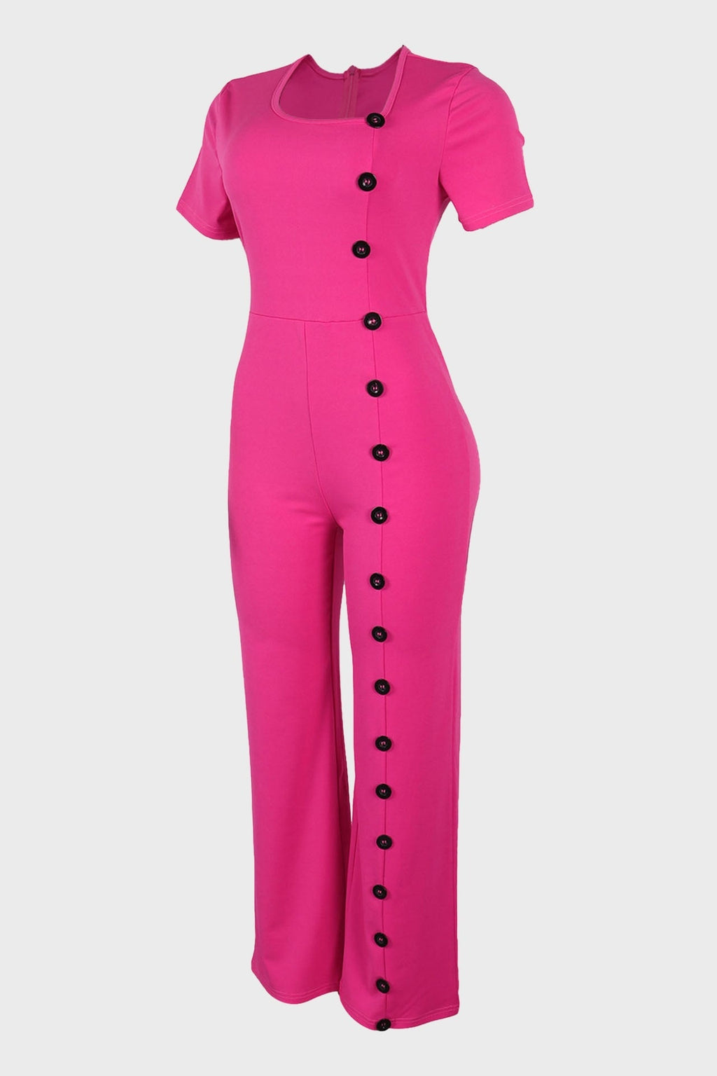 Slim Waist Button Wide Leg Jumpsuit Lavish Daily