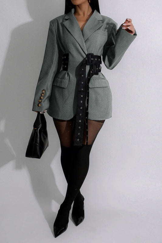 Double Side Belted Blazer Lavish Daily