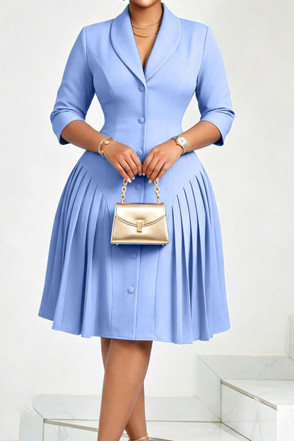 Pleated Button Front Blazer Midi Dress Lavish Daily