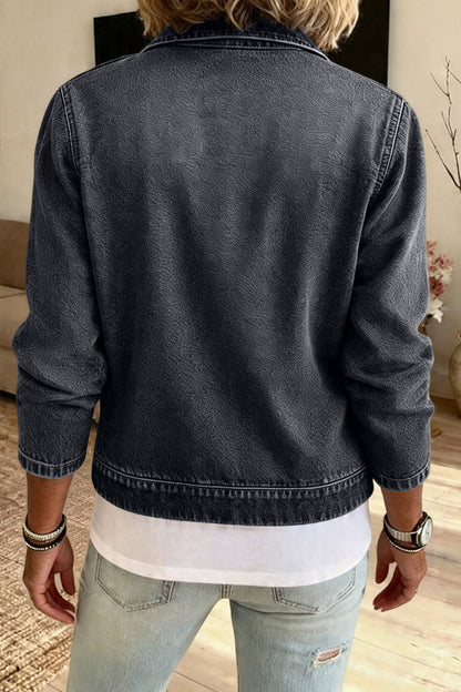 Washed Zip Front Denim Jacket Lavish Daily