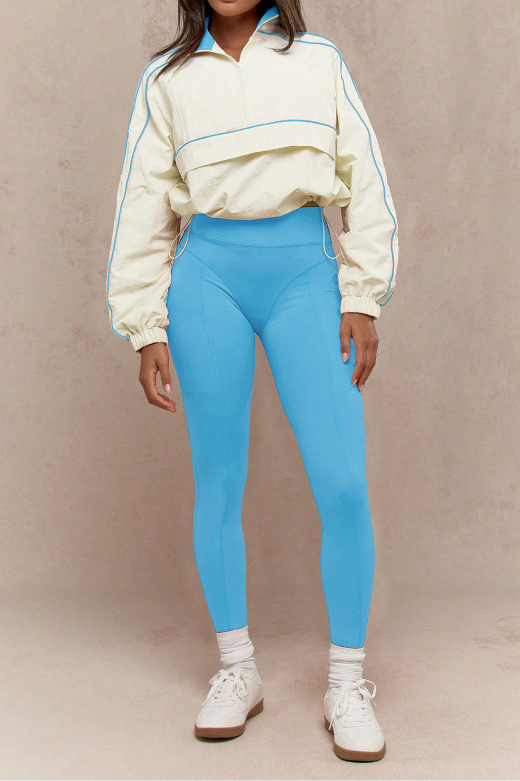 Drawstring Waist Nylon Top & Yoga Pants Activewear Set Lavish Daily