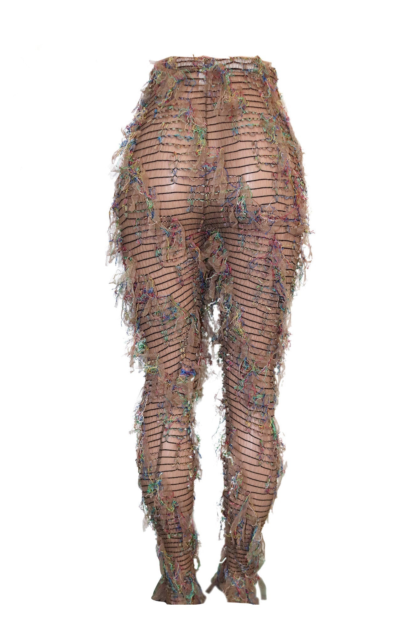 Fringe Sheer Mesh Straight Leg Pants Lavish Daily