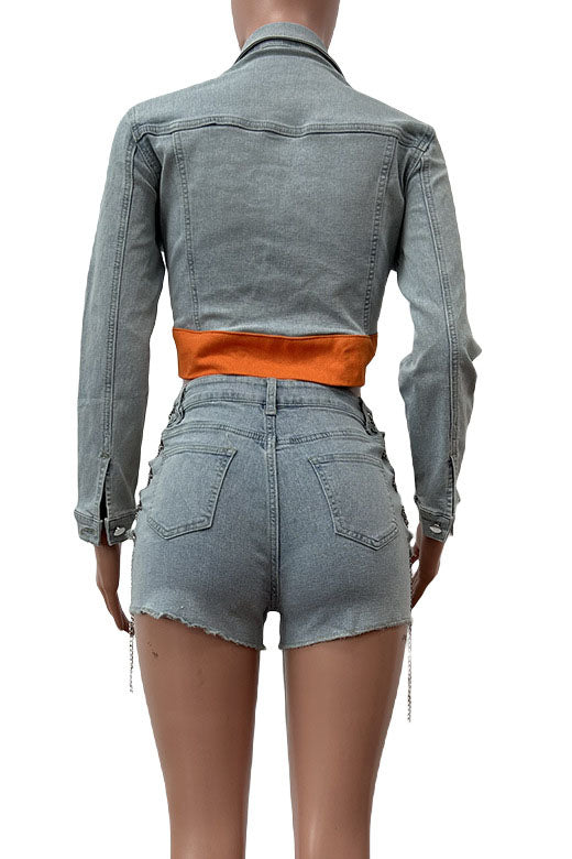 Chopped Denim Short Set Lavish Daily