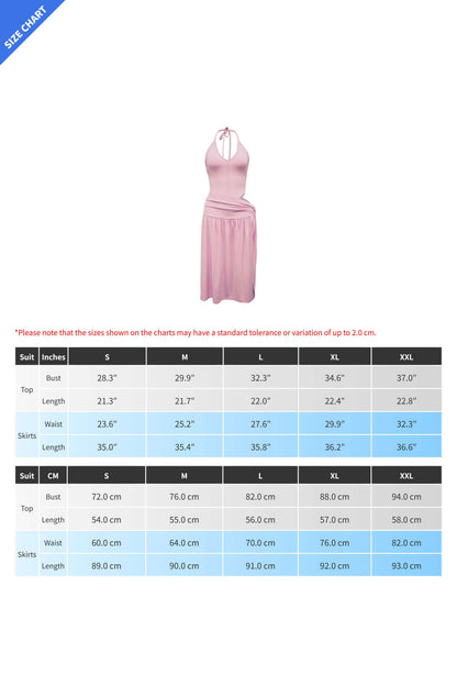 Plunge Halter & High Slit Maxi Skirt Set LavishDaily