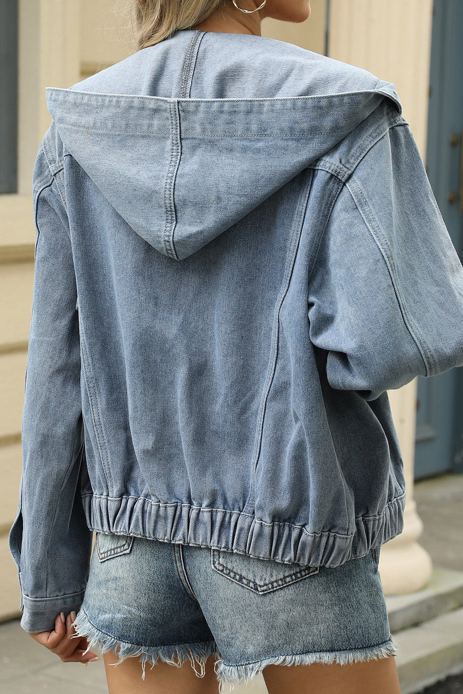 Hooded Button Down Denim Jacket Lavish Daily