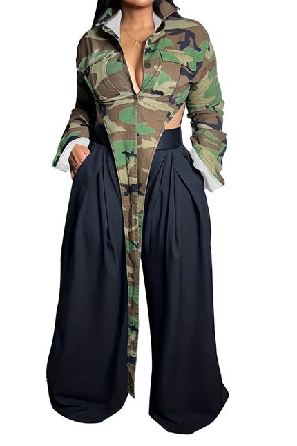 Camouflage Print Casual Jacket Lavish Daily