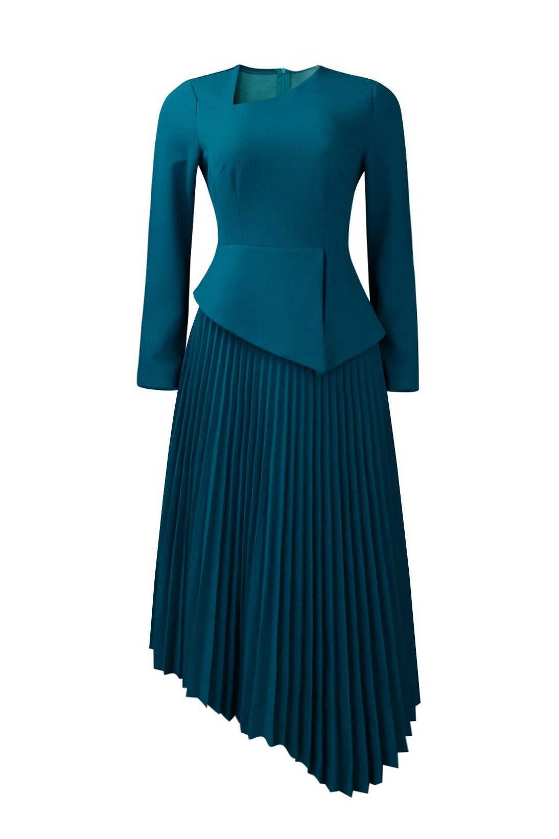 Asymmetric Hem Pleated Midi Dress Lavish Daily