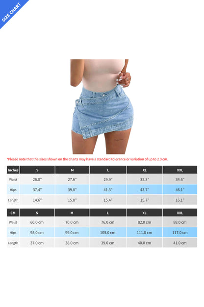 Asymmetrical Wrap Denim Shorts Lavish Daily