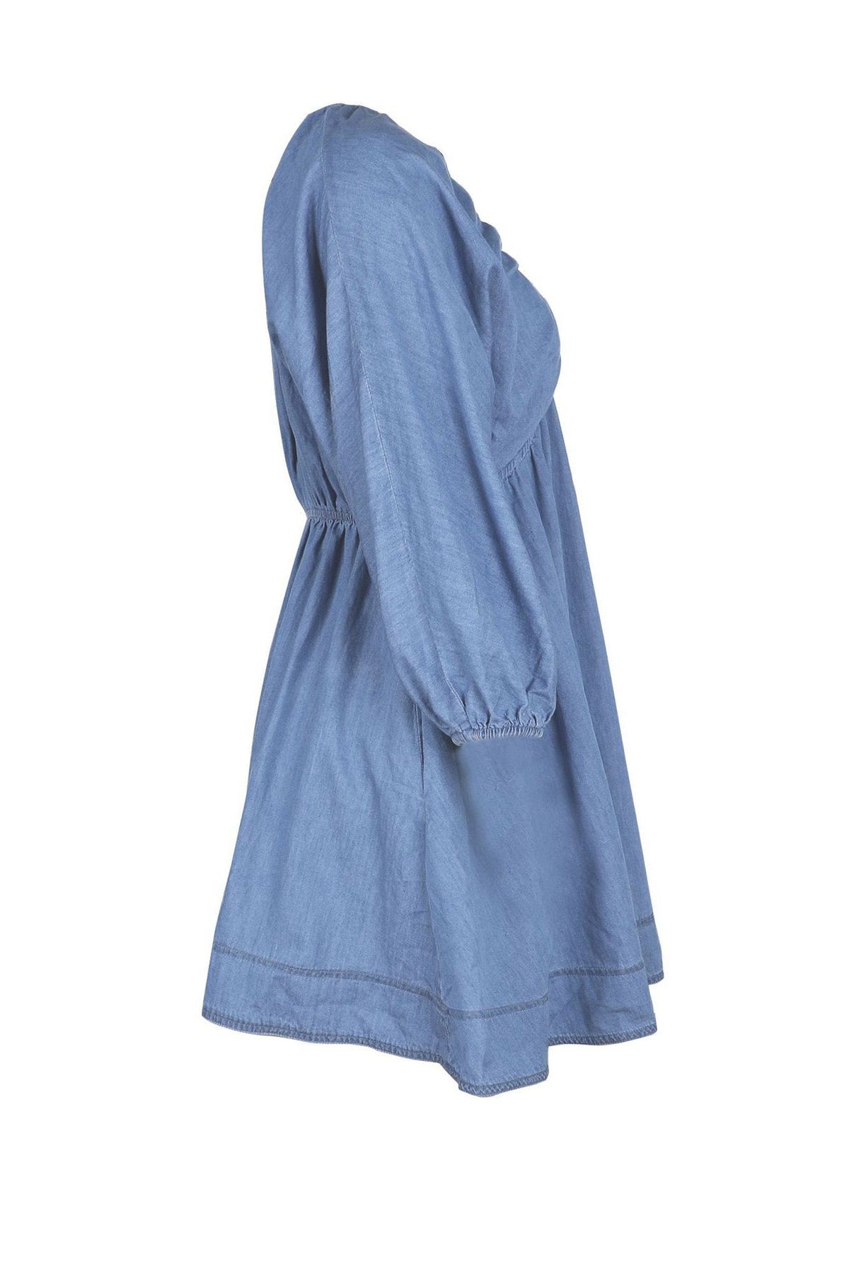 Boho Denim Puff Sleeve Mini Dress Lavish Daily