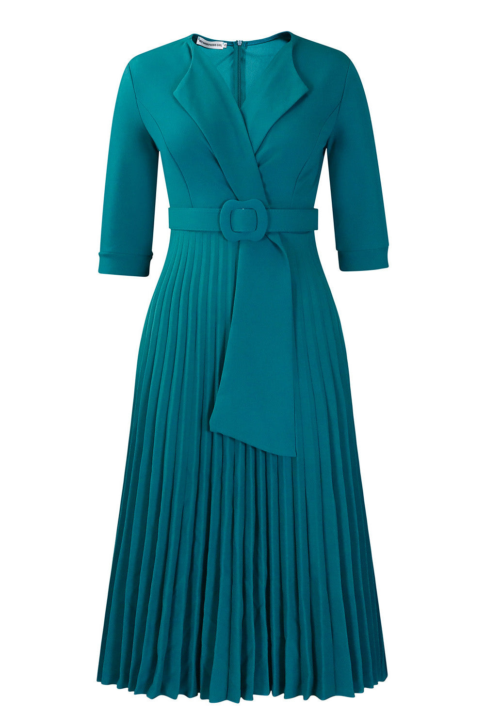Pleated A-Line Blazer Midi Dress with Belt Lavish Daily