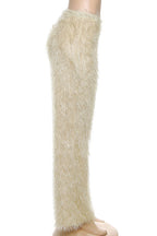 Faux Fur Straight Leg Trousers Lavish Daily