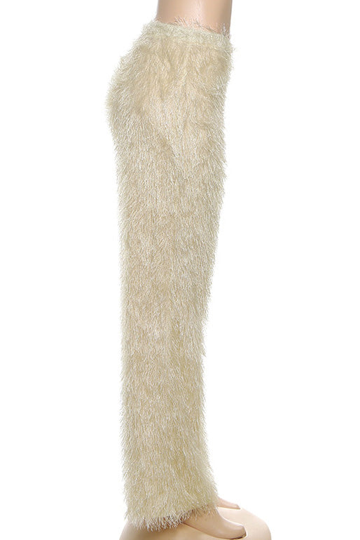 Faux Fur Straight Leg Trousers Lavish Daily