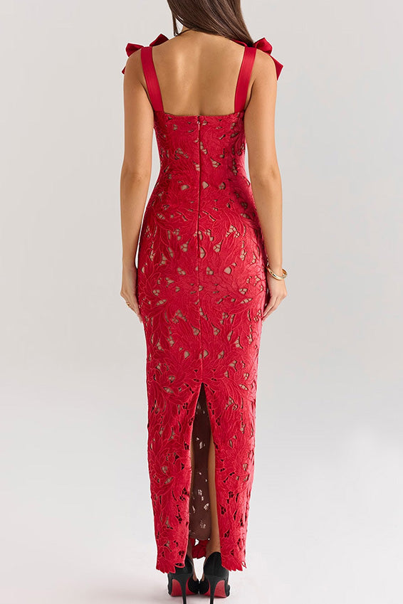 Sleeveless Lace Backless Maxi Dress Lavish Daily