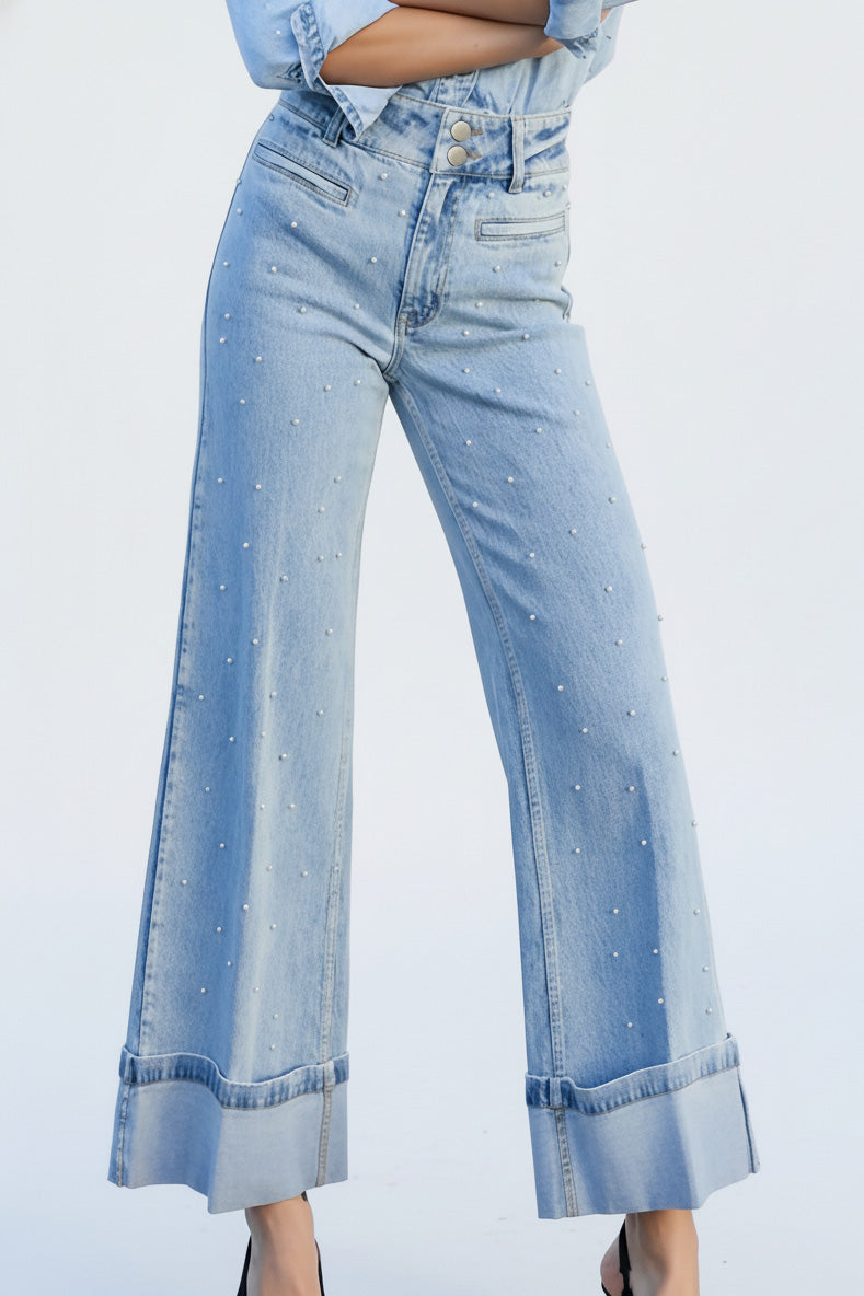 Crystal Stud Jeans Lavish Daily