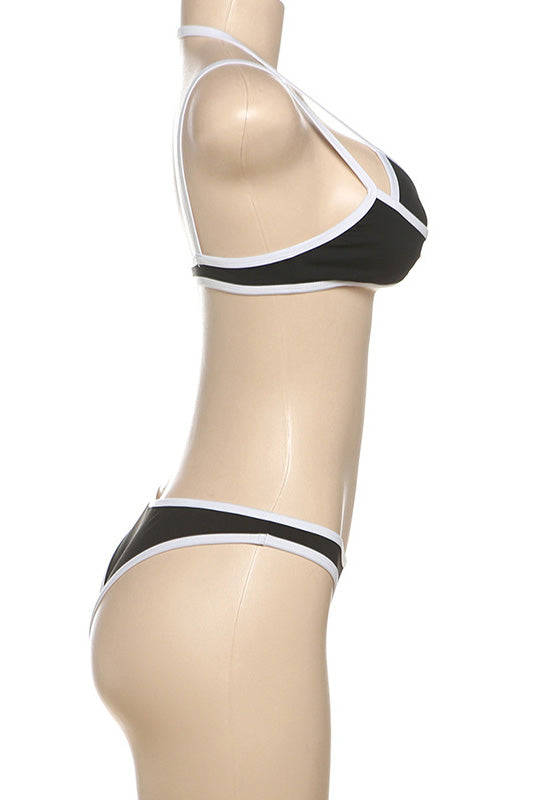 Sexy Contrast Color Striped Bikini Set Lavish Daily